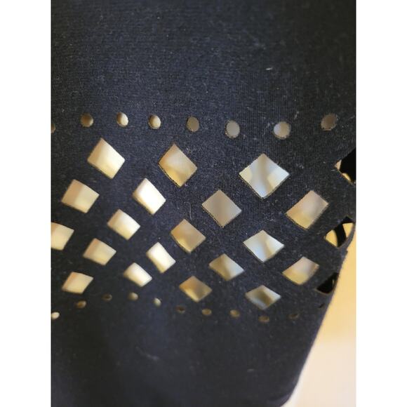 S.L. Fashions Lattice Cut Navy Blue & White Sleeveless Knee Length Dress Sz 12 - Picture 5 of 6